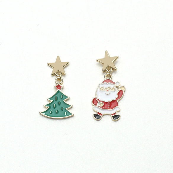 Alloy Dripping Oil Irregular Christmas Festival Element Earrings With Fashion Personality And Environmental Protection Design