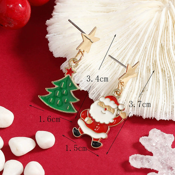 Alloy Dripping Oil Irregular Christmas Festival Element Earrings With Fashion Personality And Environmental Protection Design