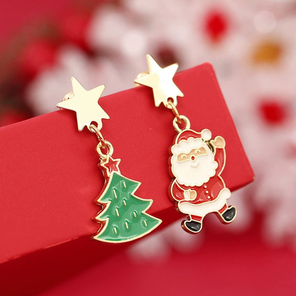 Alloy Dripping Oil Irregular Christmas Festival Element Earrings With Fashion Personality And Environmental Protection Design