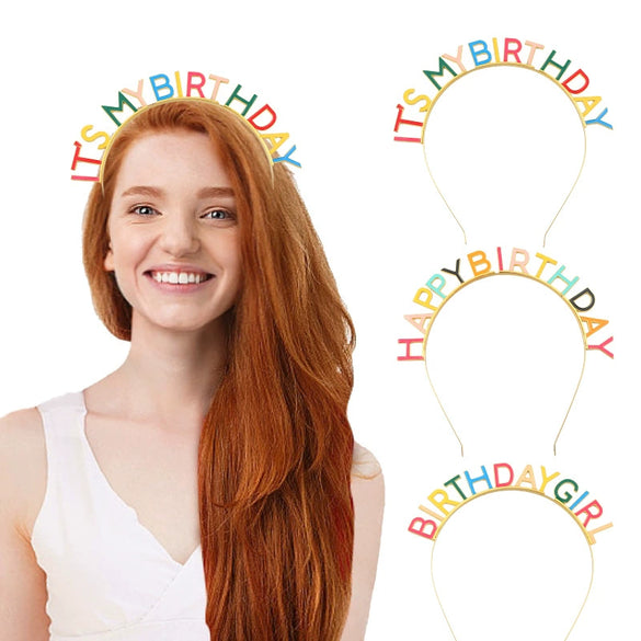 Alloy Dripping Oil Letter Birthday Headband For Women