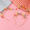 Alloy Dripping Oil Letter Birthday Headband For Women