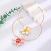 Alloy Dripping Oil Plants Flowers Style Hollow Double Petal Earrings Jewelry