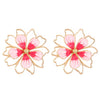 Alloy Dripping Oil Plants Flowers Style Hollow Double Petal Earrings Jewelry