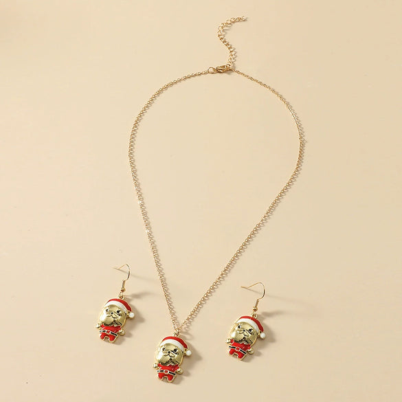 Alloy Dripping Oil Puppy Style Earrings And Necklace Set