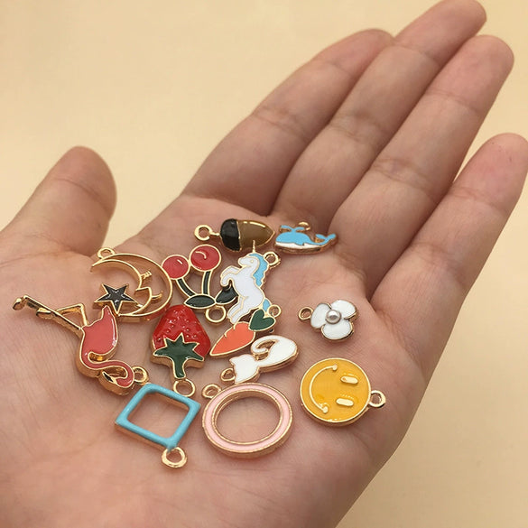 Alloy Dripping Oil Strawberry Style Diy Jewelry Accessories Pendants For Earrings Necklaces And Bracelets