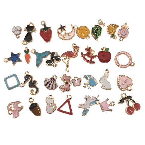 Alloy Dripping Oil Strawberry Style Diy Jewelry Accessories Pendants For Earrings Necklaces And Bracelets