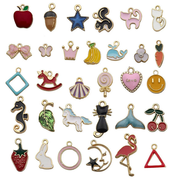 Alloy Dripping Oil Strawberry Style Diy Jewelry Accessories Pendants For Earrings Necklaces And Bracelets