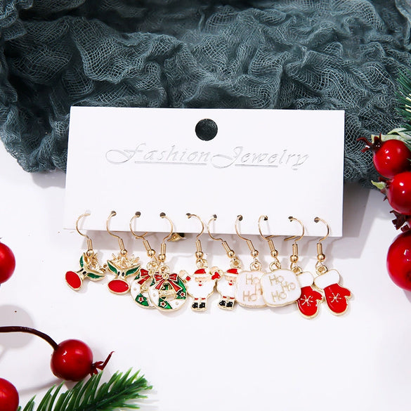 Alloy Drop Earrings With Christmas Elements And Geometric Design