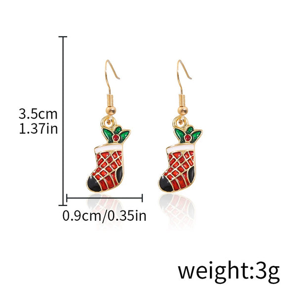 Alloy Drop Earrings With Christmas Elements And Geometric Design
