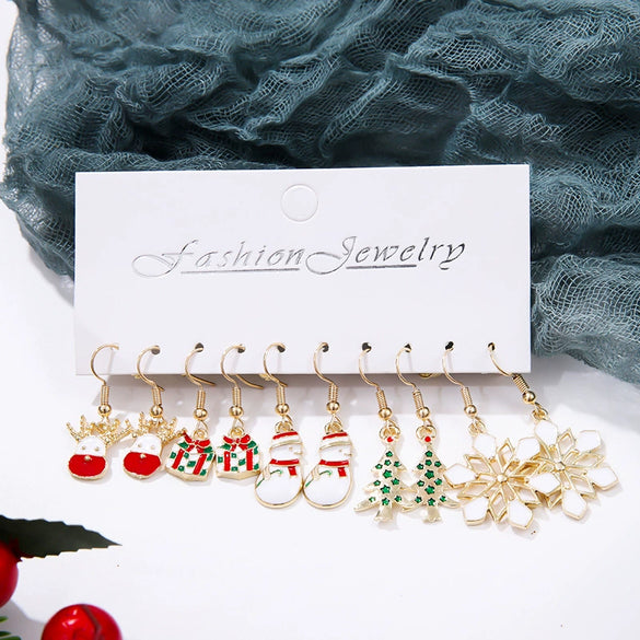 Alloy Drop Earrings With Christmas Elements And Geometric Design