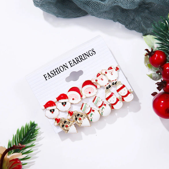 Alloy Drop Earrings With Christmas Elements And Geometric Design