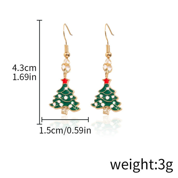 Alloy Drop Earrings With Christmas Elements And Geometric Design
