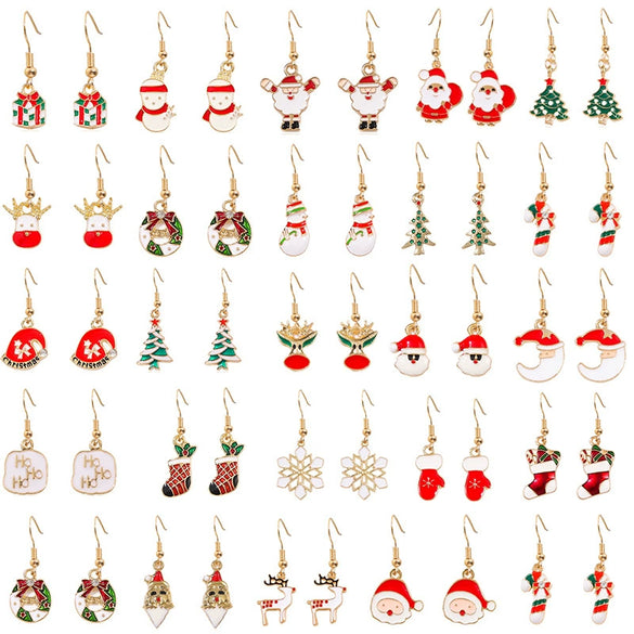 Alloy Drop Earrings With Christmas Elements And Geometric Design