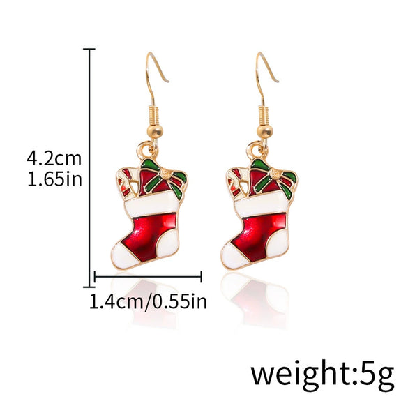 Alloy Drop Earrings With Christmas Elements And Geometric Design