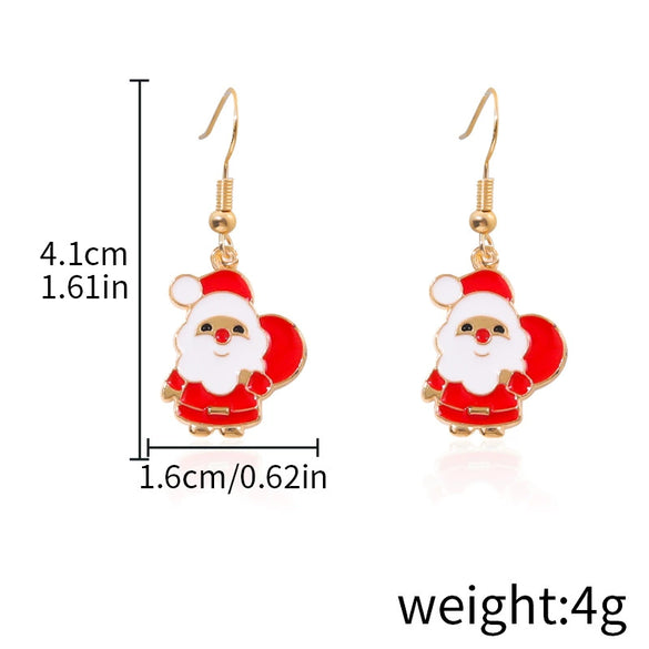 Alloy Drop Earrings With Christmas Elements And Geometric Design