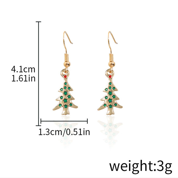 Alloy Drop Earrings With Christmas Elements And Geometric Design