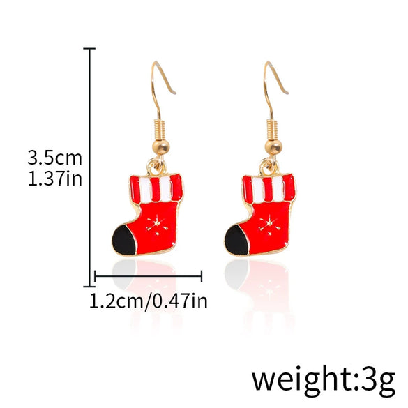 Alloy Drop Earrings With Christmas Elements And Geometric Design