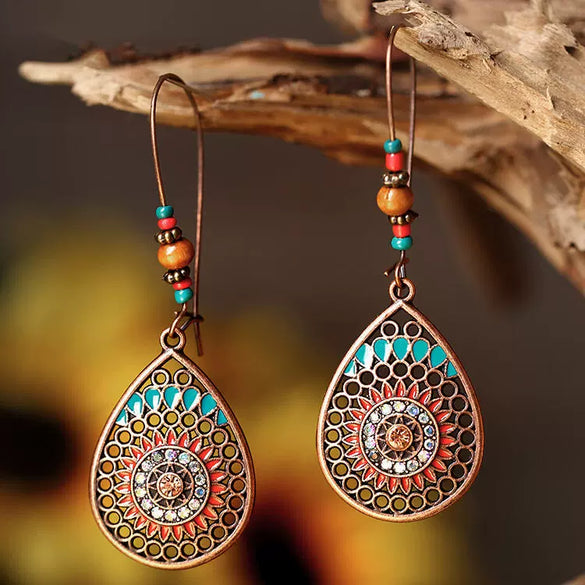 Alloy Drop Shape Electroplated Women's Bohemian Style Hollow Long Earrings