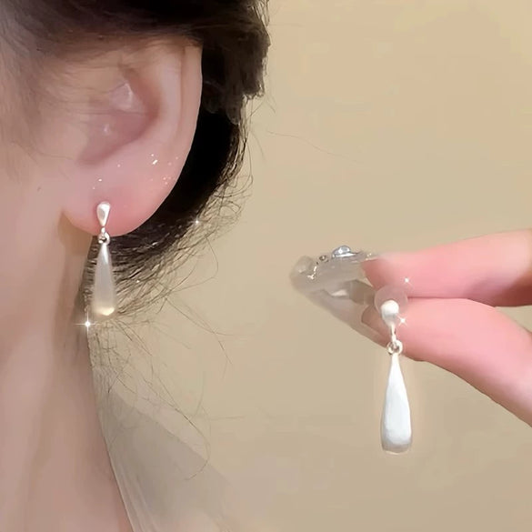 Alloy Drop Shape Electroplated Women's Silver Earrings