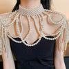 Alloy Drop Shape Geometric Multilayer Shoulder Chain Necklace Set With Diamonds For Women