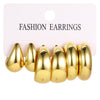 Alloy Drop Shape Metal Earrings Set Electroplated Retro Simple For Women