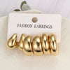 Alloy Drop Shape Metal Earrings Set Electroplated Retro Simple For Women