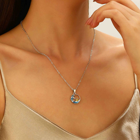 Alloy Drop Shape Pendant Necklace Women's Electroplated Natural Style Jewelry