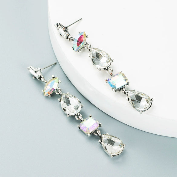 Alloy Drop Shape Simple Diamond Earrings
