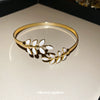 Alloy Dropping Leaves Open Bracelet Minimalist Style With Dripping Oil Treatment For Women