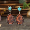 Alloy Dropshaped Electroplated Women's Ethnic Style Brown Turquoise Earrings