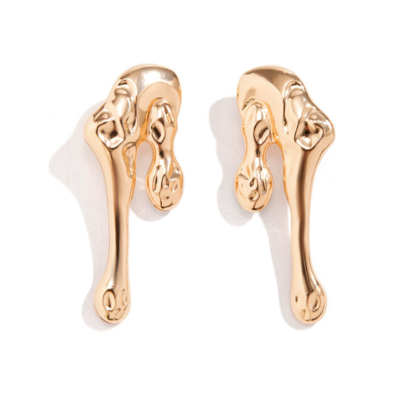 Alloy Dropshaped Geometric Liquid Metal Stud Earrings For Women With Electroplating