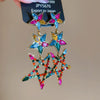 Alloy Dropshaped Star Diamondinlaid Pendant Earrings Light Luxury Style For Women
