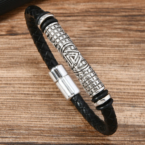 Alloy Dumbbell Geometric Leather Woven Polishing Unisex Men's Bracelet Jewelry Fashion