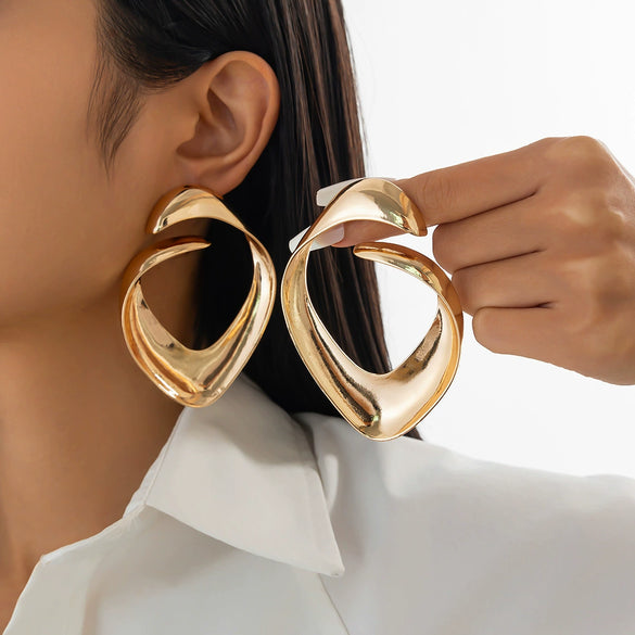 Alloy Earrings Ins Style Irregular Bow Flower Electroplated