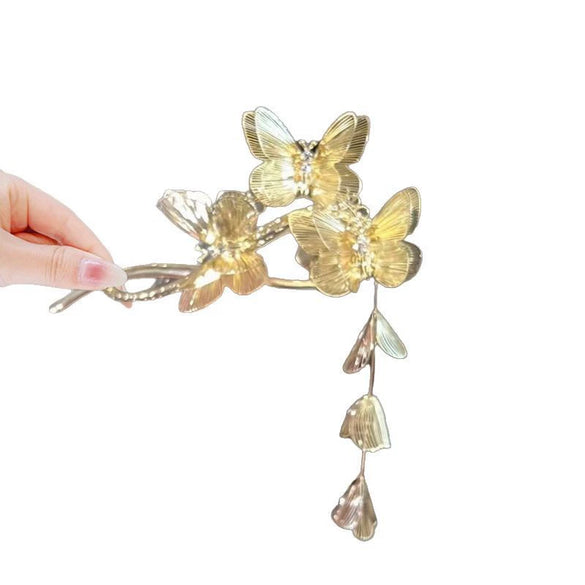 Alloy Electroplated Animal Pattern Hairpin Butterfly Petals Fringed Hair Accessories