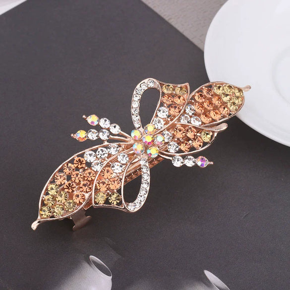 Alloy Electroplated Bow Rhinestone Ponytail Clip Hair Accessories For Ladies