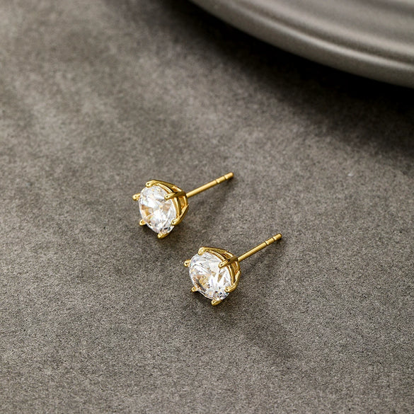 Alloy Electroplated Casual Style Sixclaw Single Zircon Earrings For Women