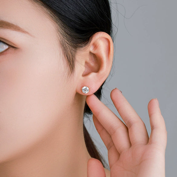 Alloy Electroplated Casual Style Sixclaw Single Zircon Earrings For Women