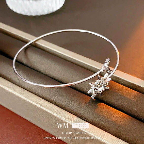 Alloy Electroplated Cold Style Sun And Moon Open Bracelet For Women