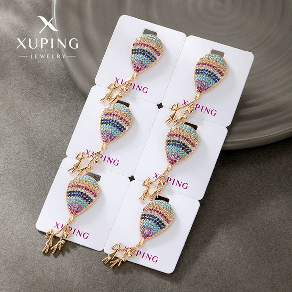 Alloy Electroplated Colorful Zircon Inlaid Hot Air Balloon Family Necklace Pendant