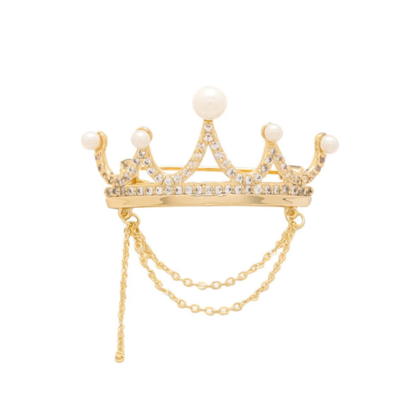 Alloy Electroplated Crown Moulding Tassel Brooch Women's Temperament Suit Accessories