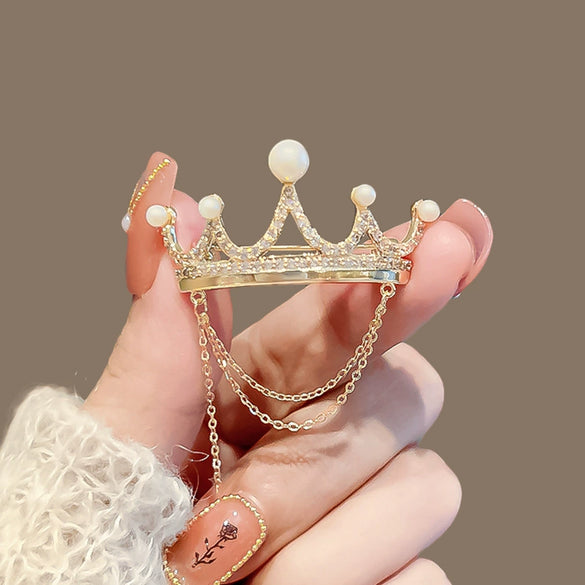 Alloy Electroplated Crown Moulding Tassel Brooch Women's Temperament Suit Accessories