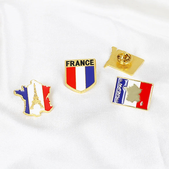 Alloy Electroplated Eiffel Tower Flag Brooch Romantic Style Unisex