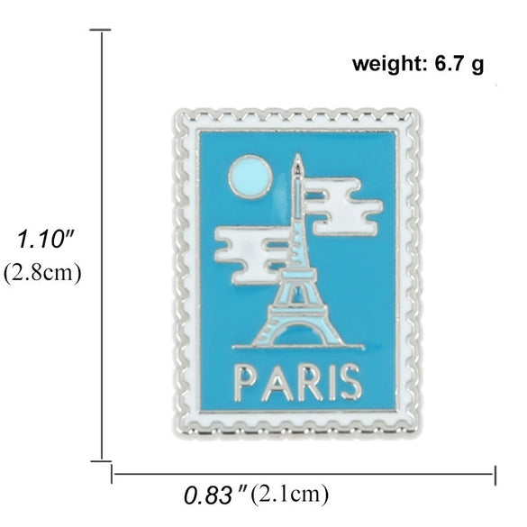 Alloy Electroplated Eiffel Tower Flag Brooch Romantic Style Unisex
