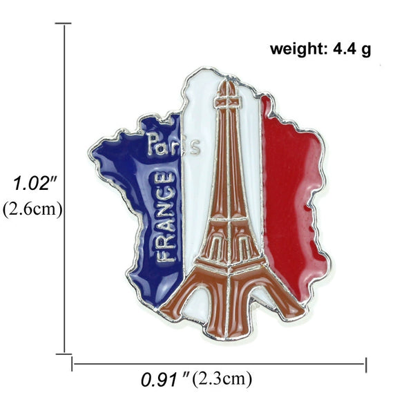 Alloy Electroplated Eiffel Tower Flag Brooch Romantic Style Unisex
