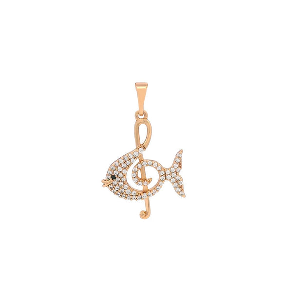 Alloy Electroplated Elegant Animal Zodiac Small Fish Microinlaid Zircon Necklace Pendant