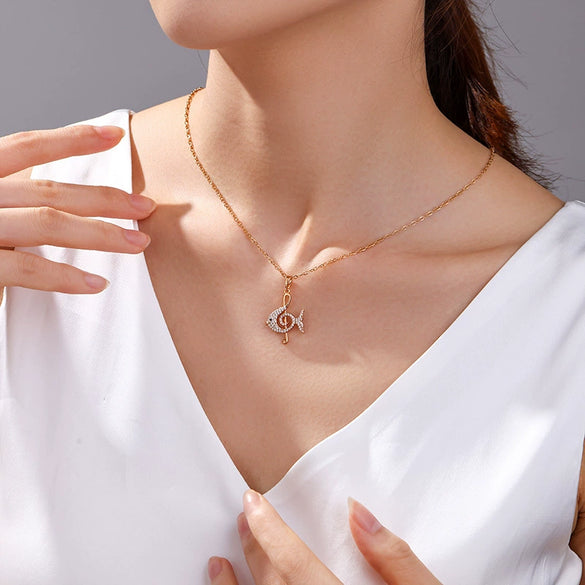 Alloy Electroplated Elegant Animal Zodiac Small Fish Microinlaid Zircon Necklace Pendant