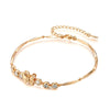 Alloy Electroplated Fashionable Niche Design Micropaved Zircon Leaf Butterfly Elegant Women's Bracelet