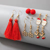 Alloy Electroplated Festival Element Geometric Elk Snowflake Tassel Earrings