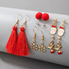 Alloy Electroplated Festival Element Geometric Elk Snowflake Tassel Earrings